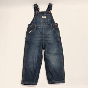 OSHKOSH B'GOSH GIRLS FLEECE DENIM OVERALLS SIZE 24M